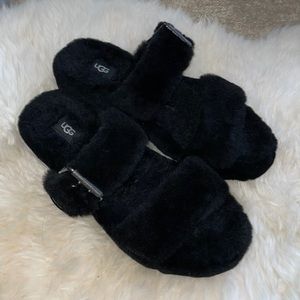 UGG black fur slides